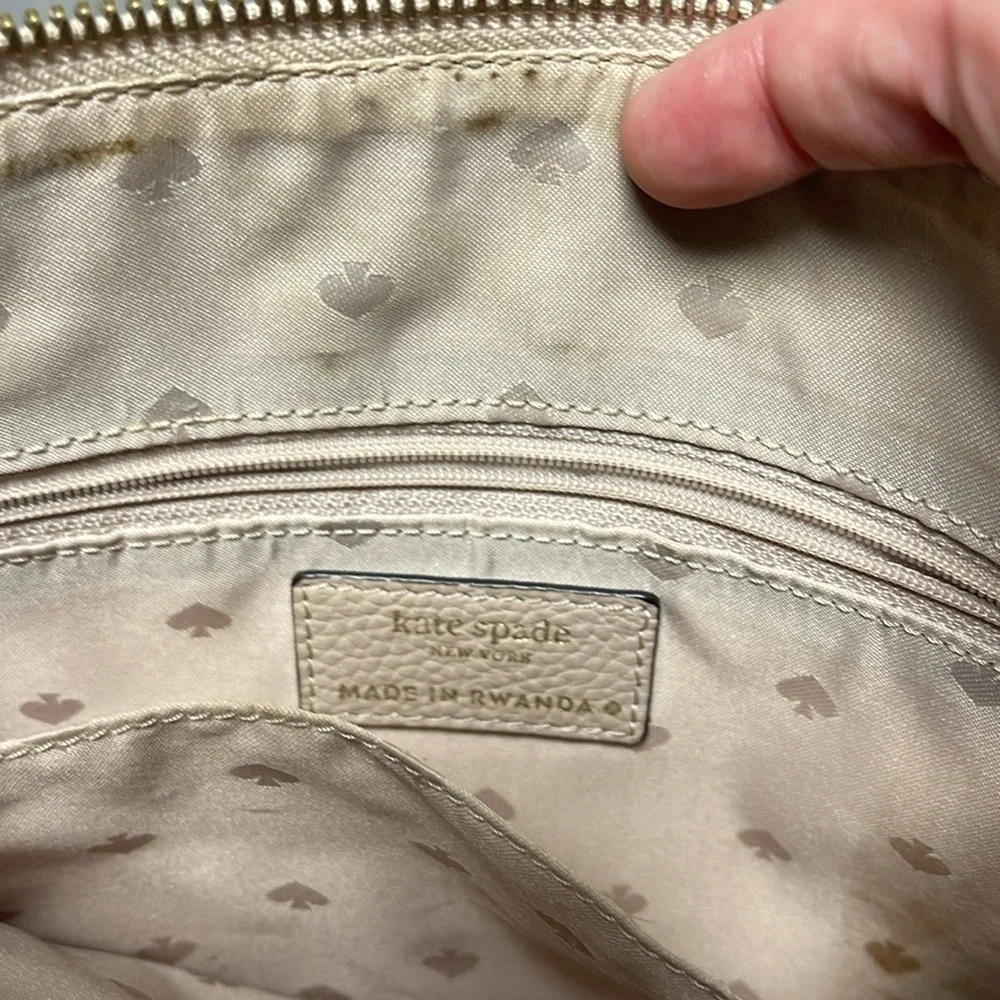 Kate Spade Cream Leather Crossbody with Front Pocket Adjustable Strap Flawed